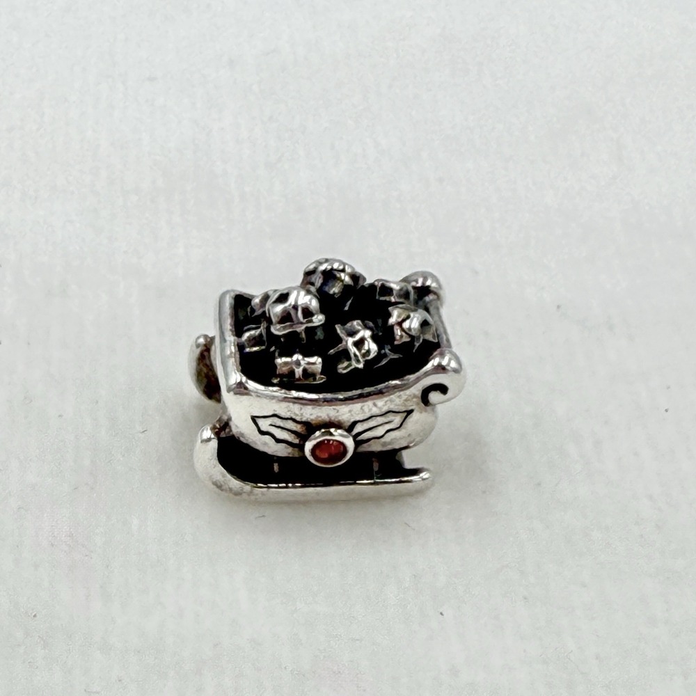 PANDORA Retired Sterling Silver .925 ALE Sleigh Christmas Winter Charm Bead